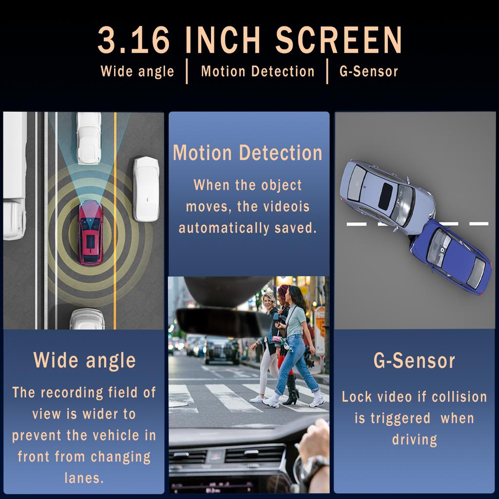 Front & Rear Dashcam With 32GB Card, 1080P  Dash Camera for Car, Wide Angle Car Driving Recorder with IR Night-Vision G Sensor.