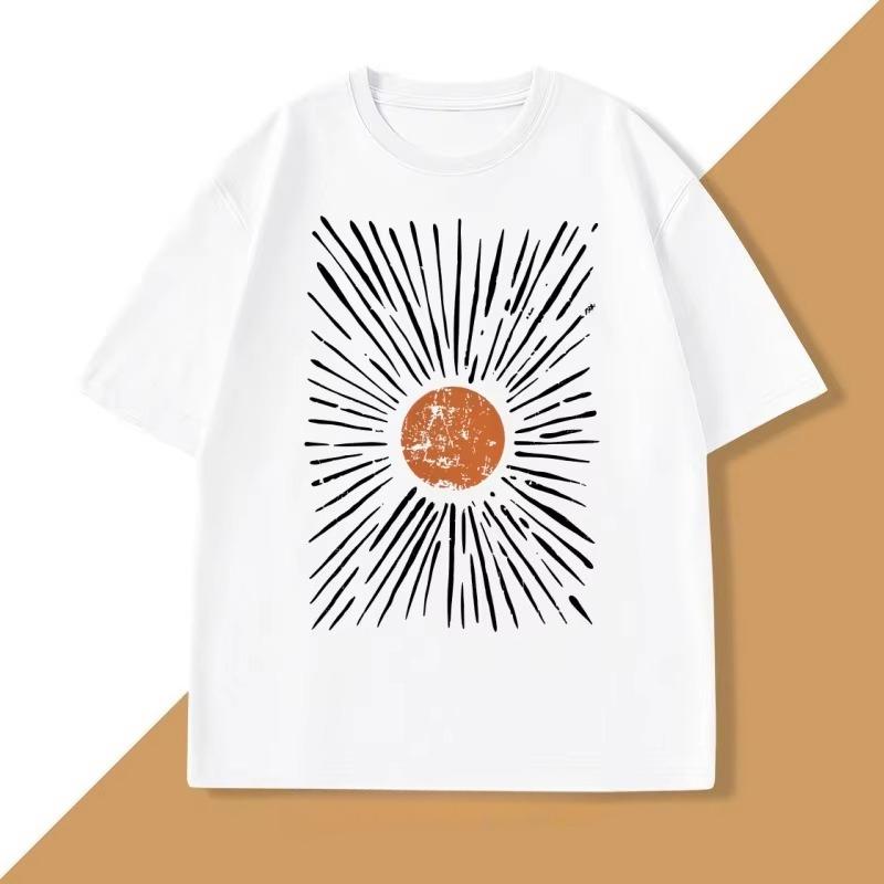 Sunburst Vintage T-Shirt Men Women Oversized Tee Shirt Sunshine Graphic Tees Cotton Short Sleeve Round Neck Tshirt Streetwear
