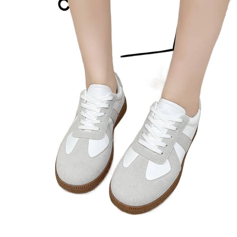 Dexun flacher Boden 2025 Herbst Explosion lässige Forrest Gump Schuhe vielseitig neu retro kleine weiße Schuhe Sportschuhe Damen weiß