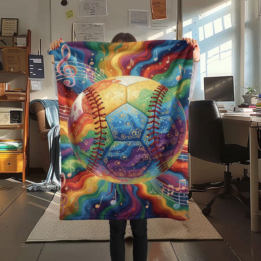 

1Pc Rainbow ball, rose Print Flannel Blanket, High quality Comfortable for All Seasons, Home Decor, Warmth and Comfort, Perfect for Christmas Gifts 80cm x 120cm