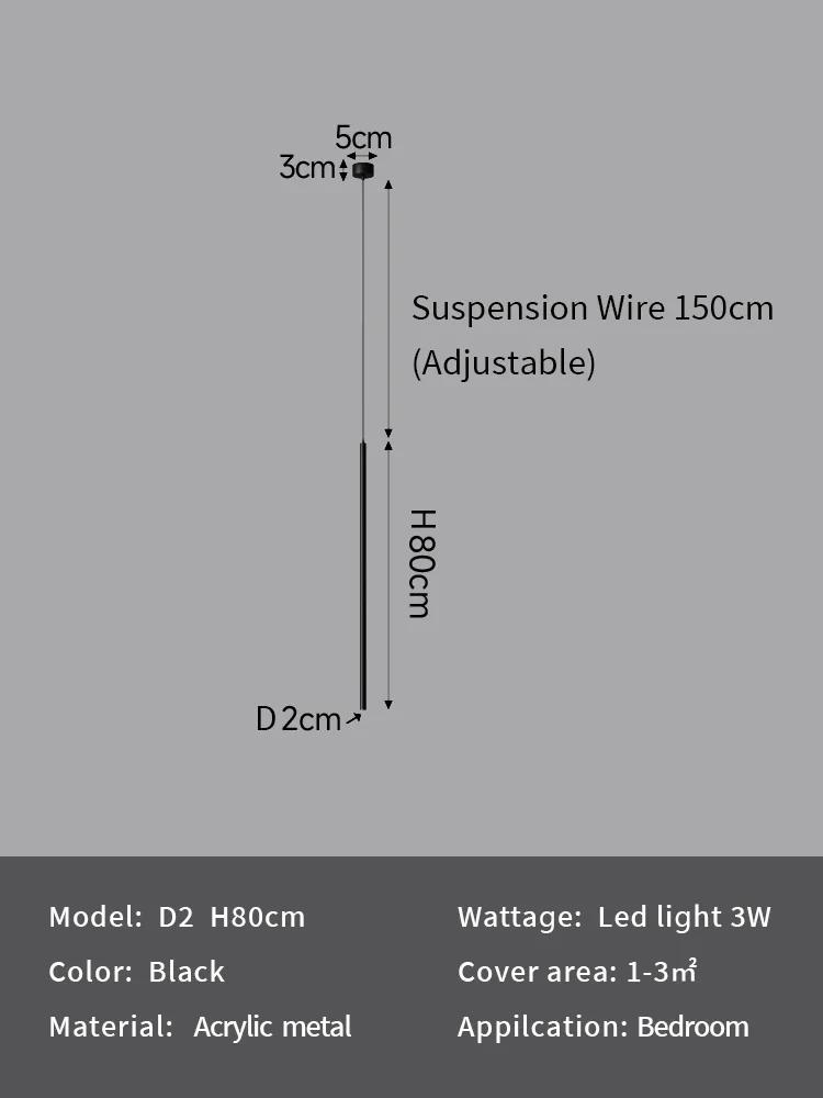 Modern design long pendant light bedroom bedside reading LED pendant light living room coffee room decoration lighting fixtures