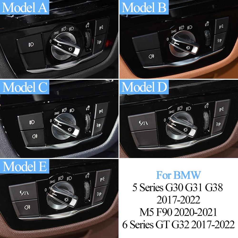 Car Front Dashboard Headlight Switch Rotary Knob Button Head Lamp Cover Panel For BMW 5 Series 6GT M5 G30 G31 G38 G32 F90