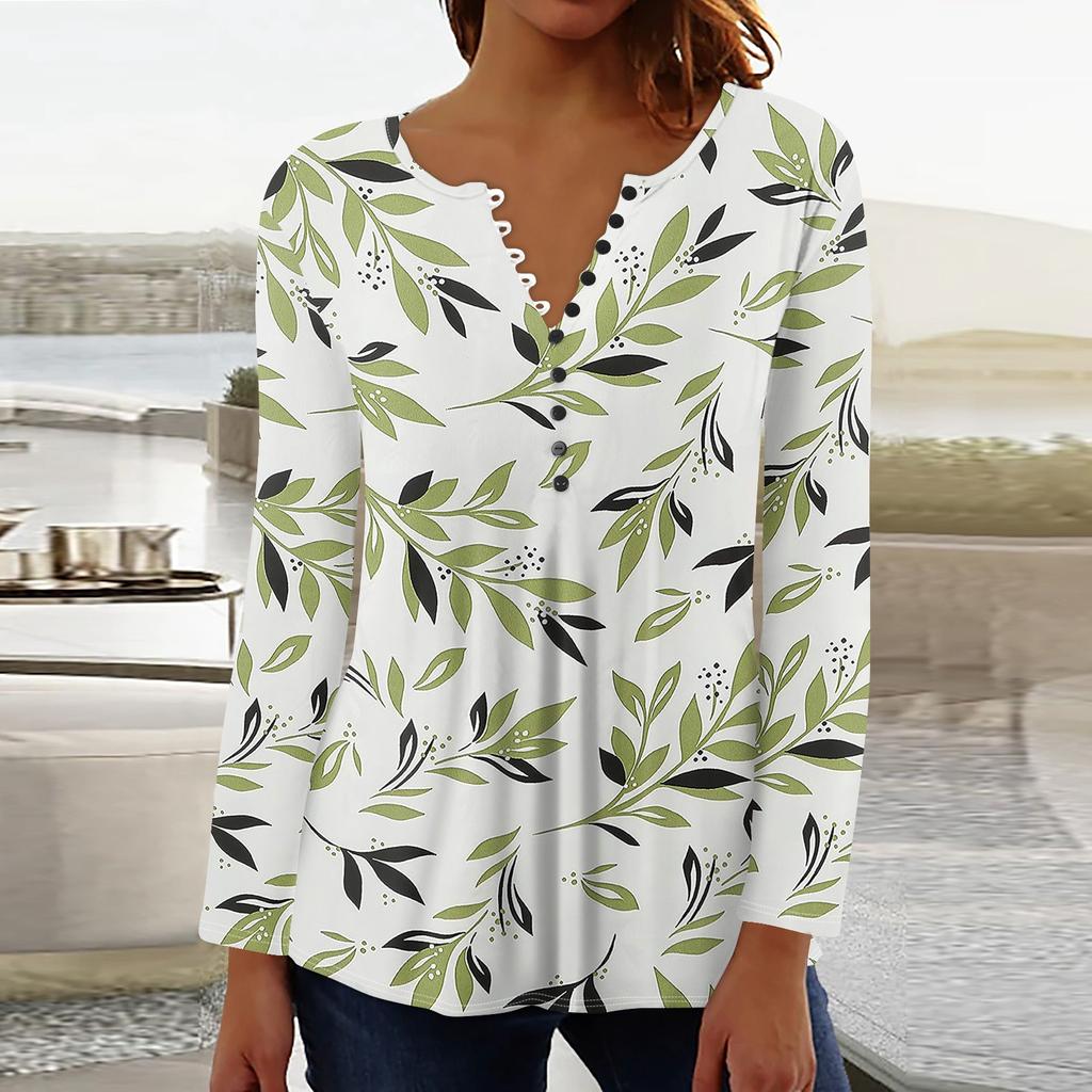 Damen Casual Daily Top Locker Knopf Langarm T-Shirt Top