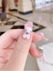 Handmade Cute Cartoon Bunny Pink Camellia Nail Art Creative Pet For Women Xs S M L Cream Hug Bunny Medium Wearable Style