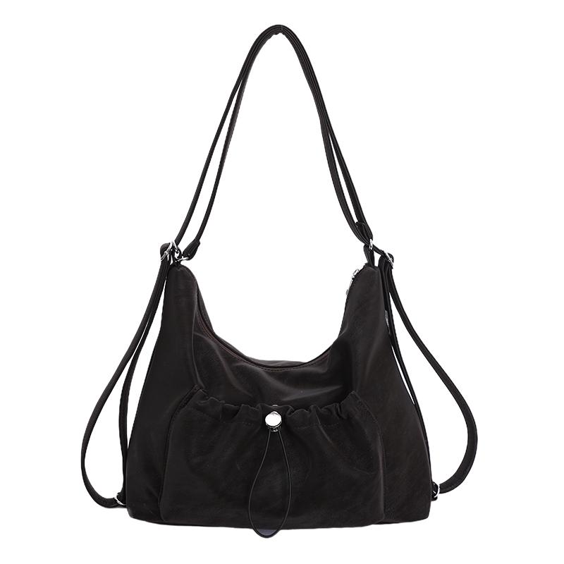 Slouchy Shoulder Bag with Front Pouch Large Capacity Everyday Fashion Tote Bag