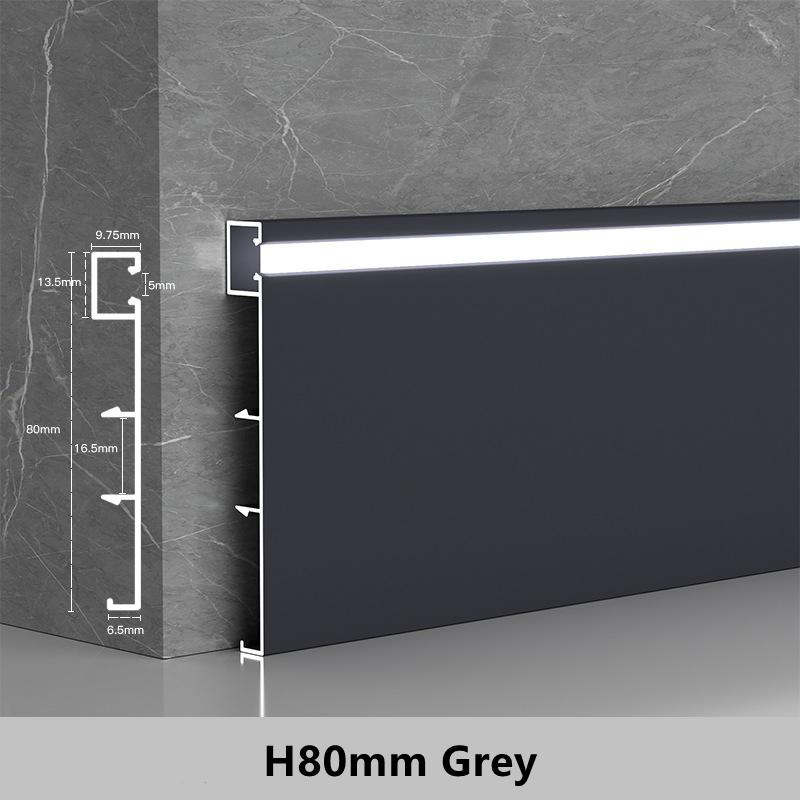 1M H50/80mm LED Skirting Line Strip Light Black White Aluminium Profile Metal Baseboard Corner Channel Home Wall Decor Bar Lamp