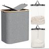 Foldable Dirty Laundry Basket with Lid and Inner Bag for Bedroom or Bathroom - Large Capacity.