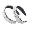 New Winter Women Fashion Pearl Rhinestone Headband Velvet Padded Hair Band Luxury Headwear Ladies Ha
