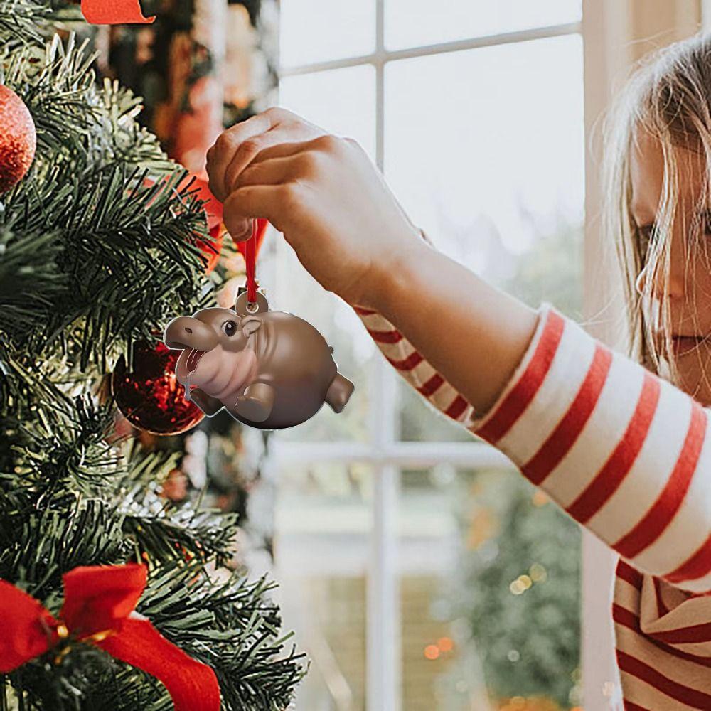 Cartoon Christmas Baby Hippo Ornament Mini Hippo Christmas Tree Decorations  Bedroom Decor