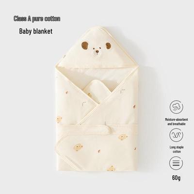Lightweight 60g Pure Cotton Newborn Swaddle Blanket for Spring and Autumn