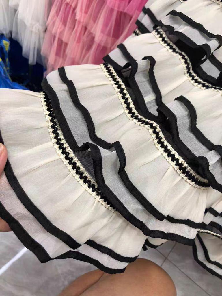 Sweet French A-line Fluffy High-Waisted Mesh Skirt