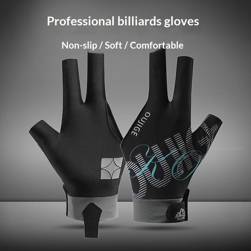 Hand Billiards Gloves Non Slip Left Hand Three Fingers Glove Portable Breathable Elastic Snooker Billiard Glove