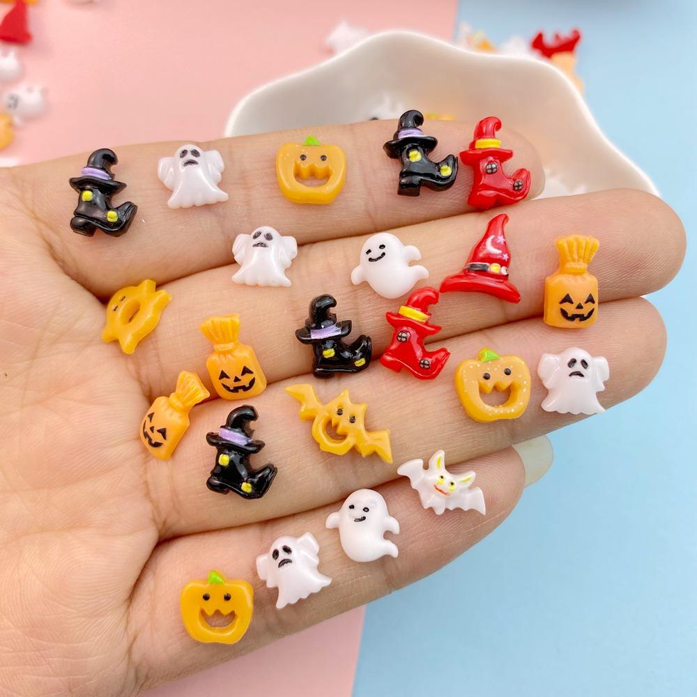50Pcs New Cute Resin Cartoon Mini Halloween Collection Flat Back Parts Embellishments For Hair Bows Accessories