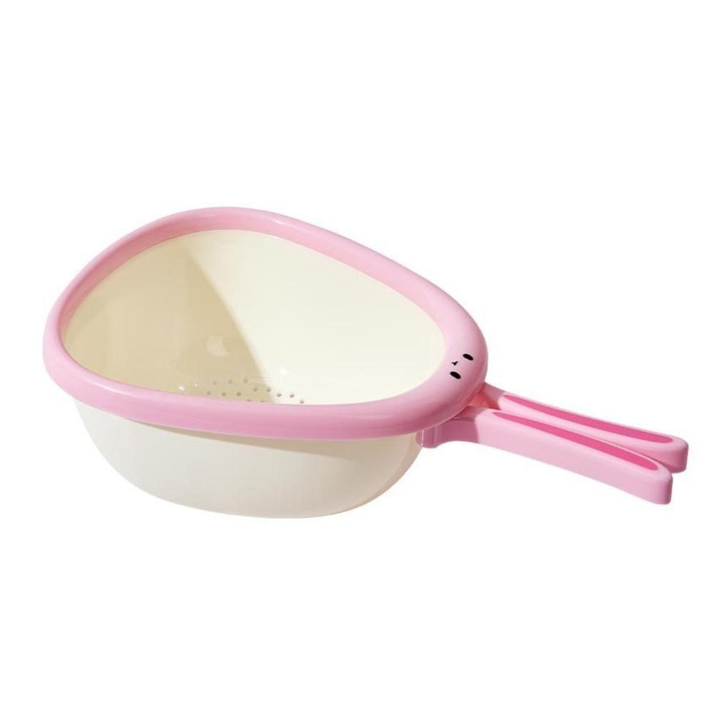 Folding Handle Fruit Drain Basket Cute Kitchen Colander Storage Basket  Food Preparation 10.39x5.51x2.56 in розовый