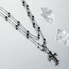 Women's Luxurious Black Cross Pendant Layered Collarbone Necklace - High-End Design