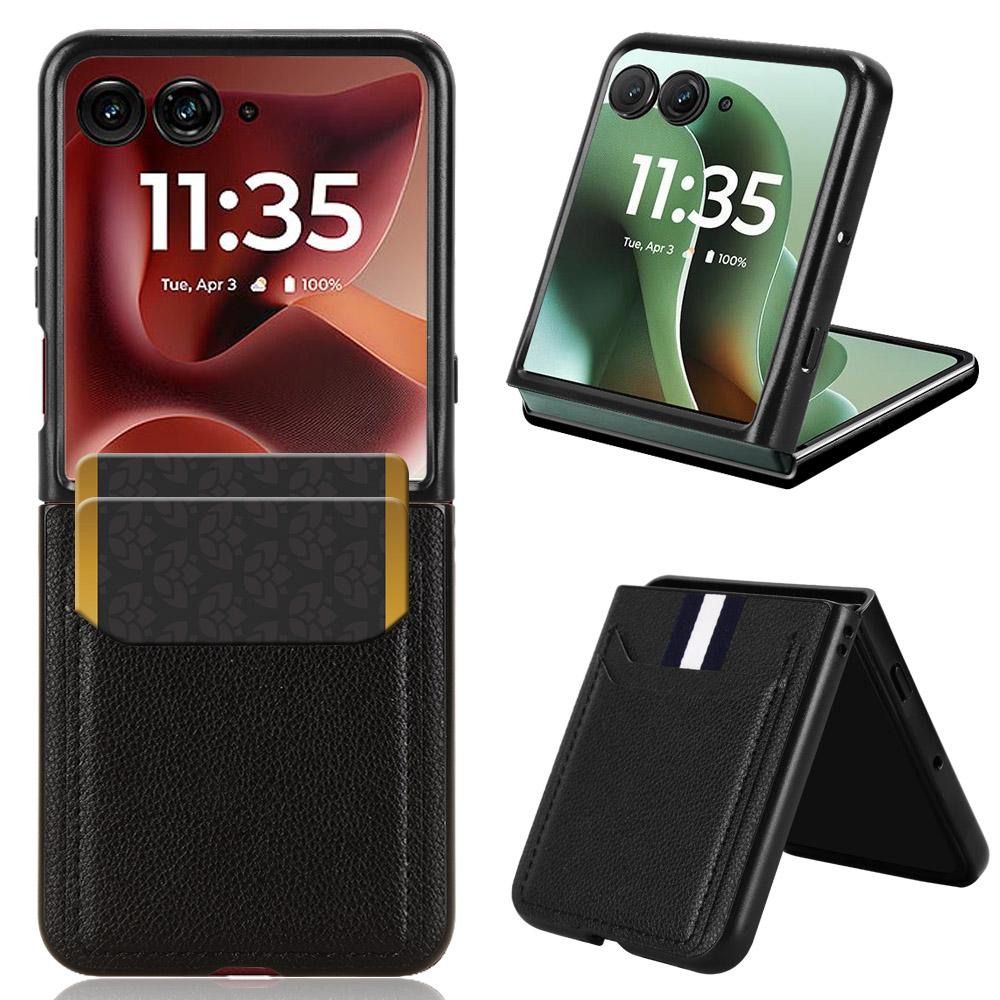 For Motorola Razr 60 Ultra 5G Case Card Holder Litchi Texture Leather+PC Phone Cover