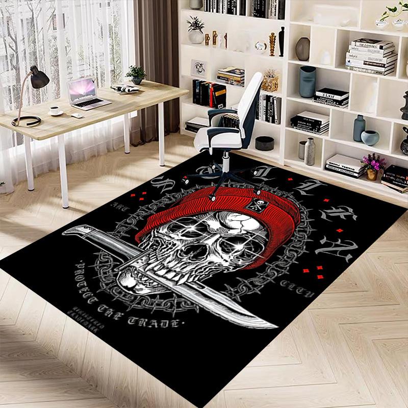 1pc Skull Art Carpet, Office Rug Outdoor Mat Home Decor Area Carpet Festival