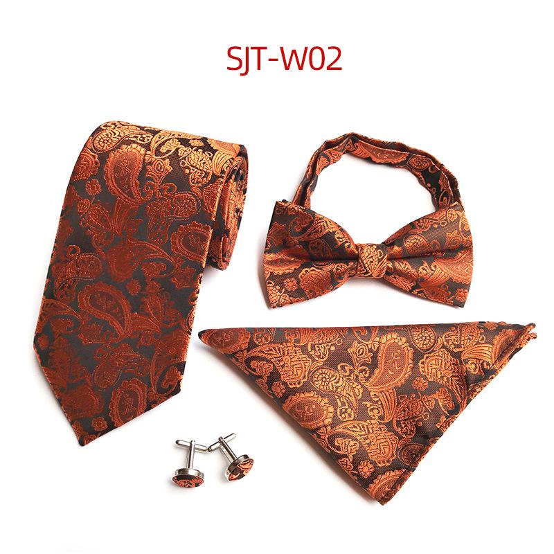 Men'S Waist Tie, Bow Tie, Pocket Towel, Cuff 4-Piece Set, Wedding Gift At Work