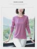 Plus Size Loose-Fit Cotton Striped Long-Sleeve T-Shirt for Middle-Aged & Elderly Women