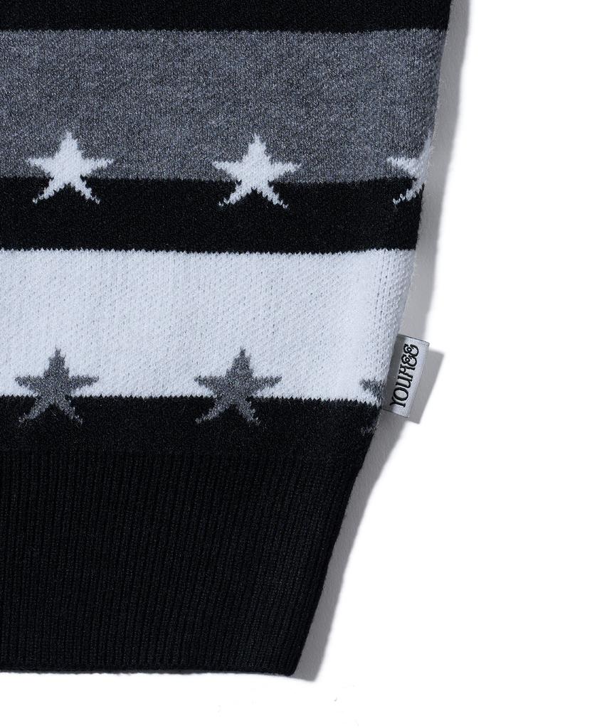 YOUHEE Star Stripe Cardigan Black