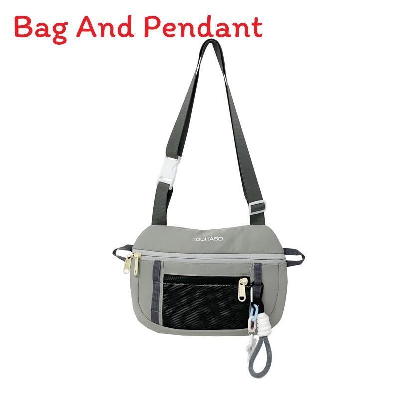 Blocking Fashionable Color Design Letter Printed Kid Shoulder Bag With Pendant