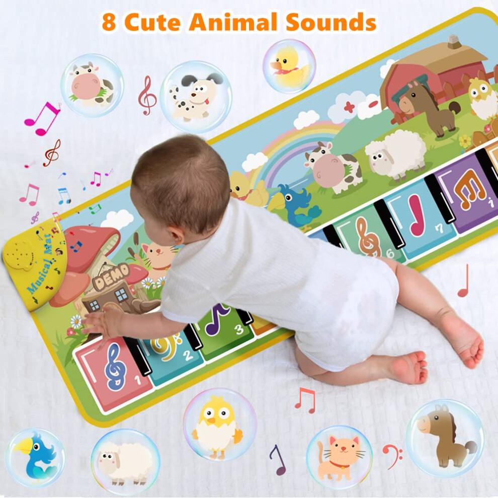Lobyoh Music Piano Mat for Kids with 5 Modes, 8 Animals, Musical Dance Mat Children Keyboard Play Mat Gifts for Baby Boys Girls