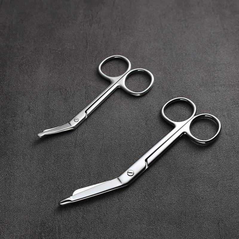 All-Steel Round Head Serrated Gauze Scissors for Bandages, Yarn, Fishing Line, Plaster, and Suture Removal.