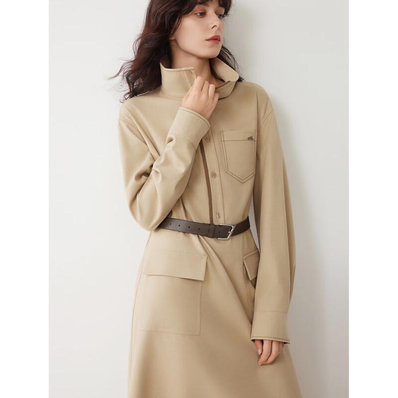 ELLE Women's Khaki Shirt Dress