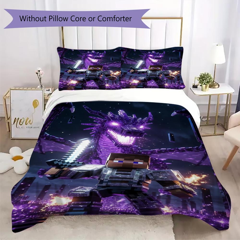 Steve Alex'S Epic Minecraft Adventure Bedding Without Core 1 Duvet Cover 2 Pillowcase Without Core Christmas Birthday Gift