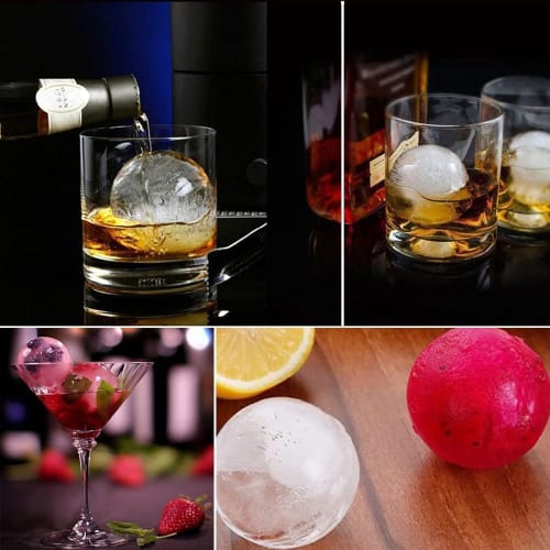 HONYAO Ice Cube Tray, Round Ice Ball Maker, Large Ice Cubes, 4.5cm Diameter, Long-Lasting, Clear Ice, Rock Ice, Beer, Whiskey, Highball, Ice Cream, Ju