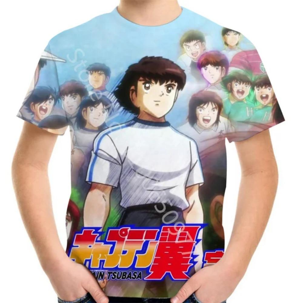 Summer 4-20Y Teen Children Cartoon T-Shirt Football Soccer Anime Captain Tsubasa 3D Print T Shirt For Boy Girl Kids Fashion Tops