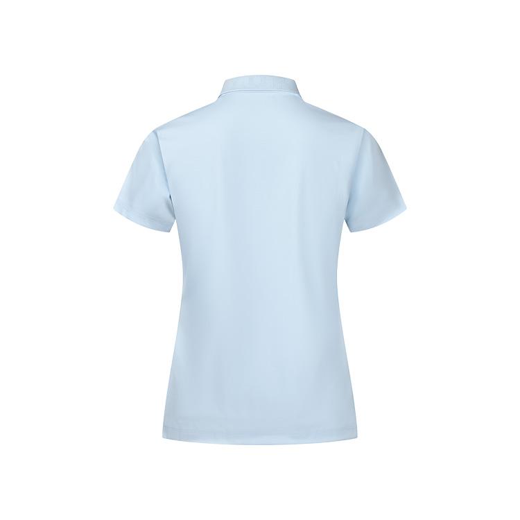 Li Ning Logo Sweat-Absorbing Breathable Pullover Polo Shirt Women tops Sky-Blue APLU072-3