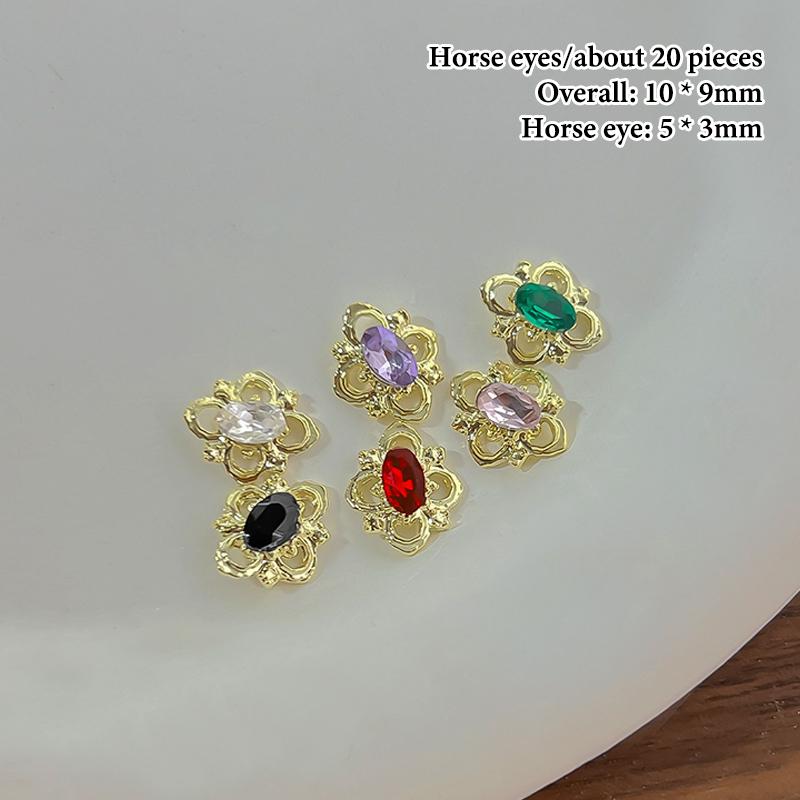 

20 Pcs Super Flash Retro Palace Style Nail Art Charms Jewelry Inlaid Diamond Diy Alloy Nail Art Accessories