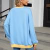 Autumn Winter Pullovers & Long Sleeves Women Contrasting Color Round Neck Loose Sweatshirt Plus Size