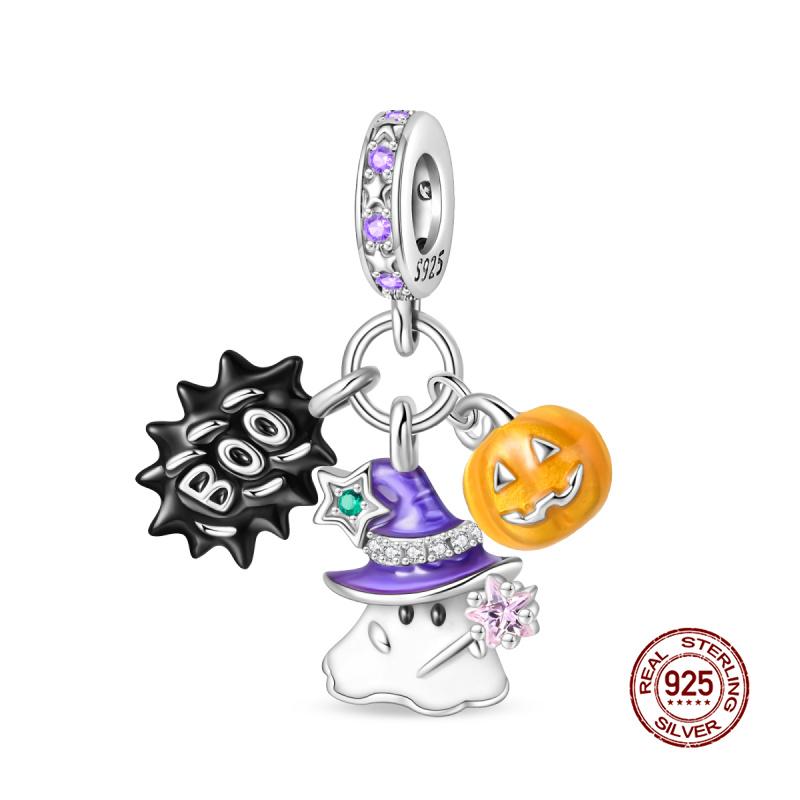 Original Charms Copper Halloween Series & Flying Witch Pendant Charms Fits 3Mm Original Bracelet For Women Diy Jewelry Gifts