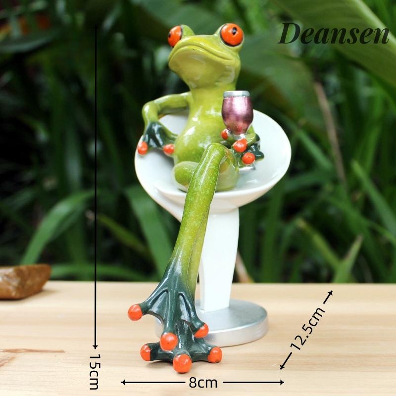 Nordic Elegant Leggy Frog Lady Figurines Shopping Frog Sculpture Resin Animal Statues Funny Frog Home Desktop Living Room Decor