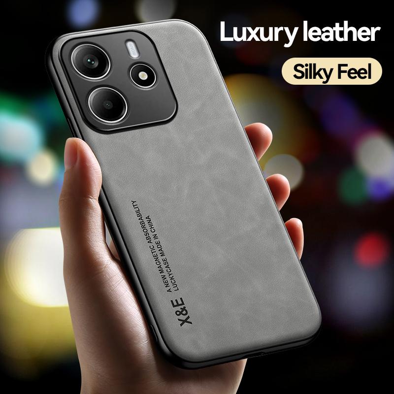 Funda For Xiaomi Redmi Note 14 5G Case Car Magnetic Holder Leather Back Cover For Redmy Note14 5G Soft Silicone Shockproof Coque