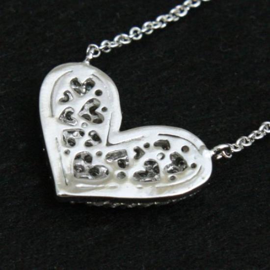 [VINGTAINE] Pave Heart Necklace, Slide Adjuster, Slider Chain, Pave Design, Cute C2-47-G