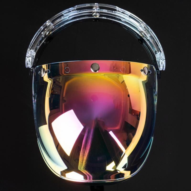 Retro Bubble Lens Motorcycle Helmet with Frame - Three-Button Design