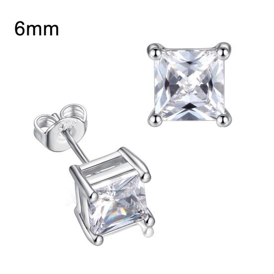 

Женские квадратные циркониевые инкрустированные серьги-гвоздики для вечеринок, ювелирные изделия, подарок 6mm прозрачный