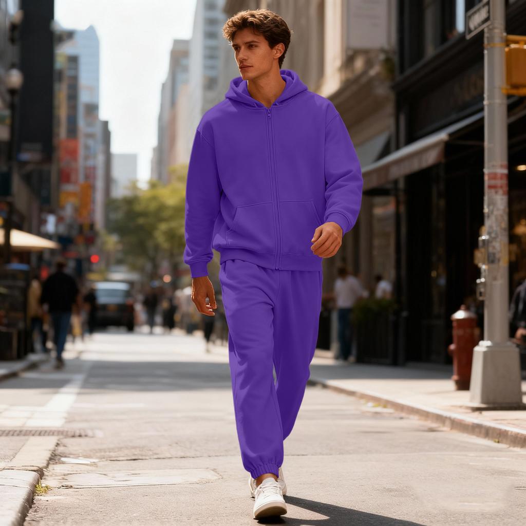 Men's Sweatshirt Suit Men's Solid Color Casual Sports Suit Sweatshirt Suit