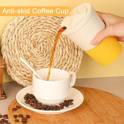 Copo de café 380ML Material de qualidade alimentar Resistente a altas temperaturas Caneca de viagem anti-rachadura espessa à prova de vazamentos com tampa Manga antiderrapante reutilizável ao ar livre