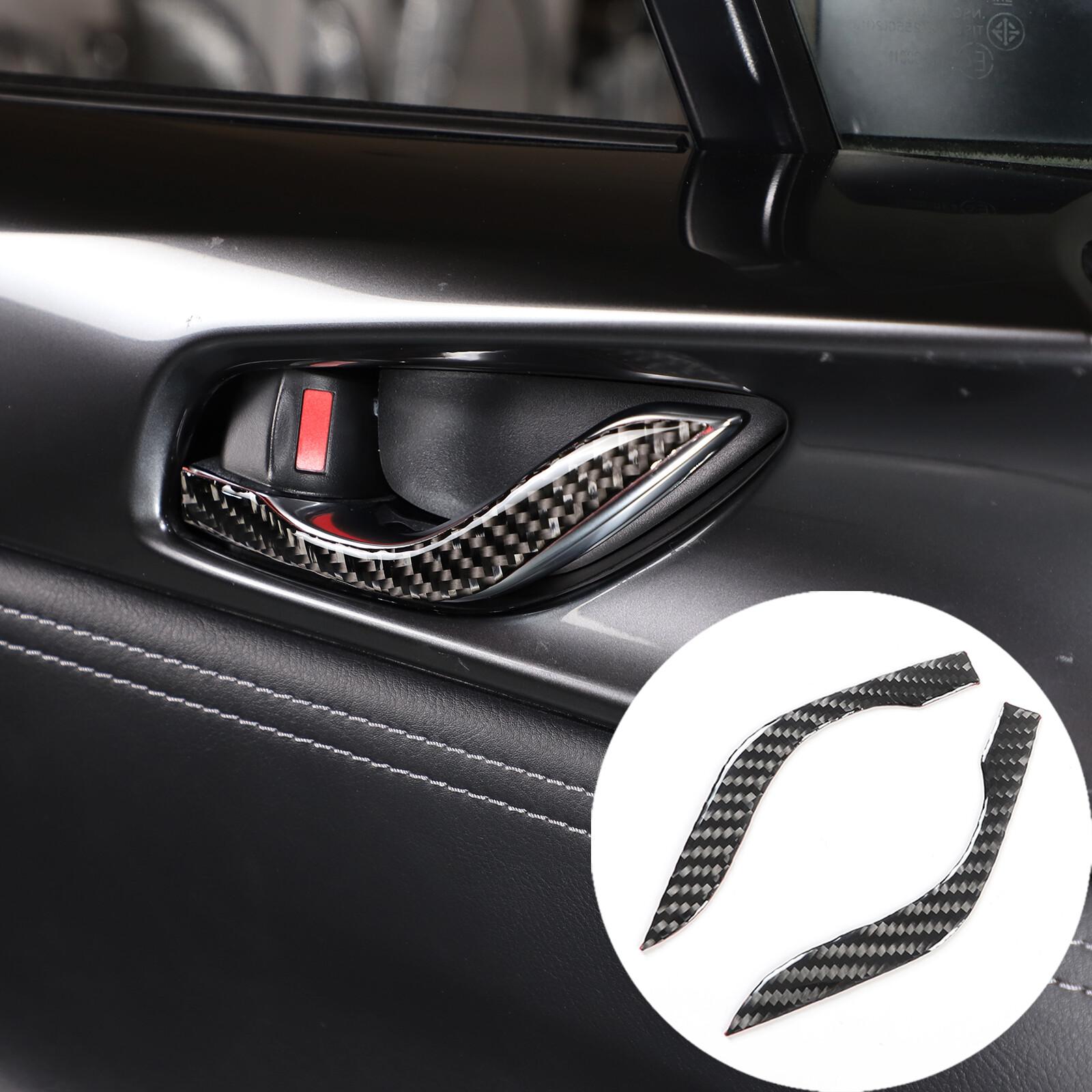 2PCS Carbon Fiber Interior Door Handle Trim Strip For Mazda MX-5 Miata 2016-