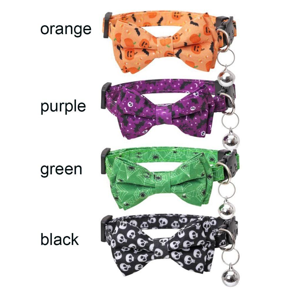 Bowknot Halloween Cat Collar Adjustable Cat Bow Tie  Ghost Festival