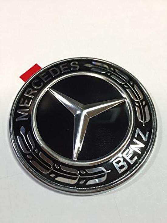 Genuine Engine Hood Gloss Laurel Wreath with Tape Mercedes-Benz Emblem, Black, C,
