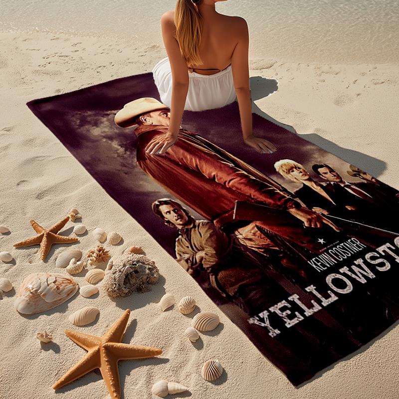 Yellows-tone Dutton Ranch Beach Towel, Super Soft Microfiber, Gift for Her/Him, Birthday, for Pool, Beach, Travel, Home Decor Fan gifts