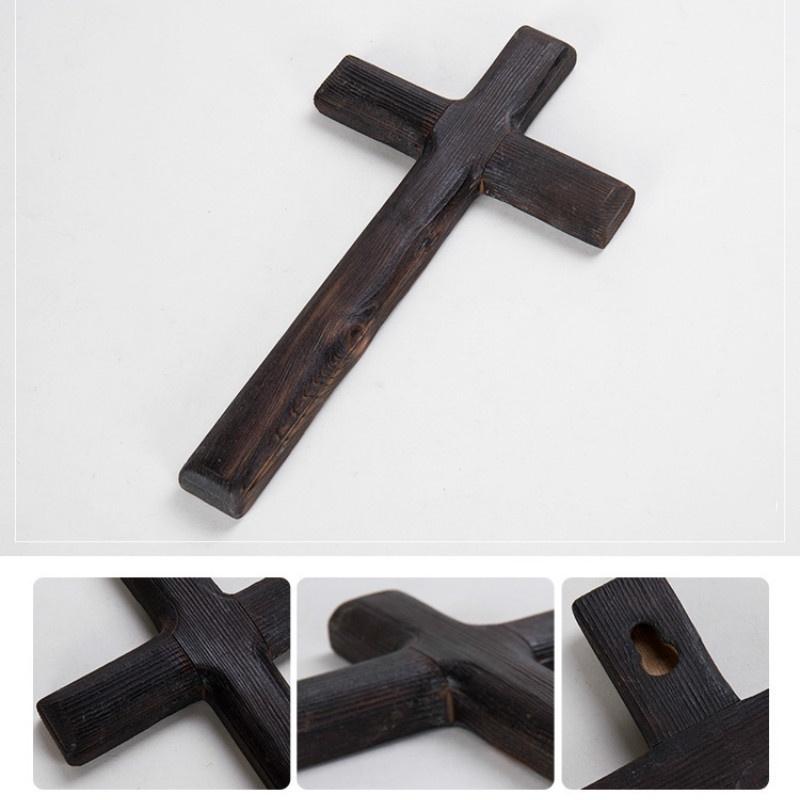 Suministros religiosos Cruz católica cristiana colgante de pared artesanía de madera negra decoración de pared cruzada