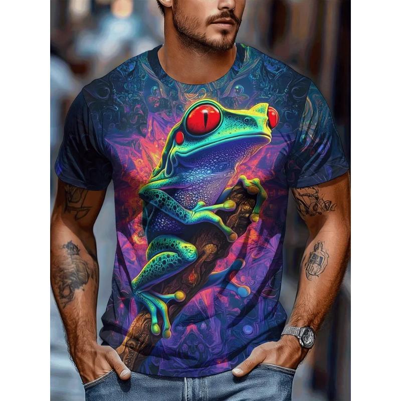 Fashion Men's Crew Neck Short Sleeve T-Shirt 3D Color Printing Summer Crew Neck T-Shirt