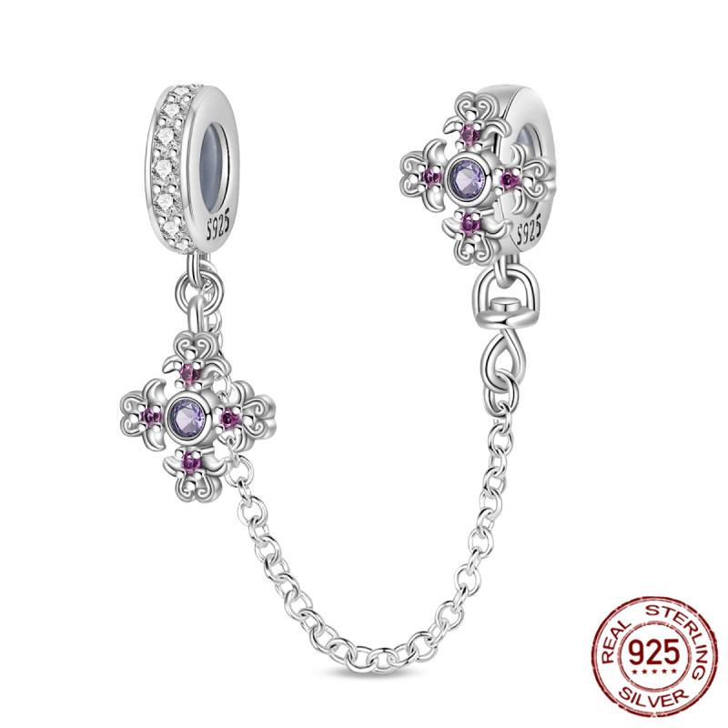 Breloque Chaîne de Sécurité Étoiles et Lune Trèfle à Quatre Feuilles en Cuivre pour Bracelet Authentique DoItYourself Bijoux Cadeaux