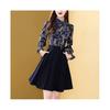 Vintage Printed 2 Piece Set Women Blouse Spring+ A-Line Skirt Female Dress Bohemian Slim Suit